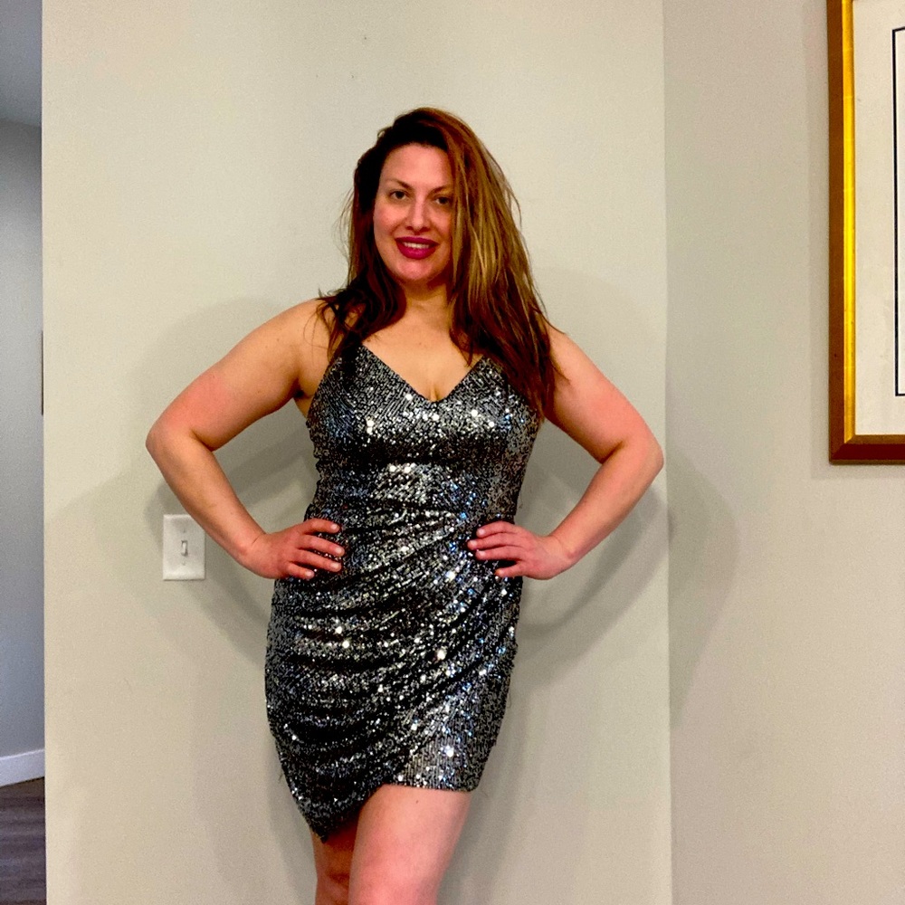 Glitzy Black Sequin Dress size L (fits like a medium)